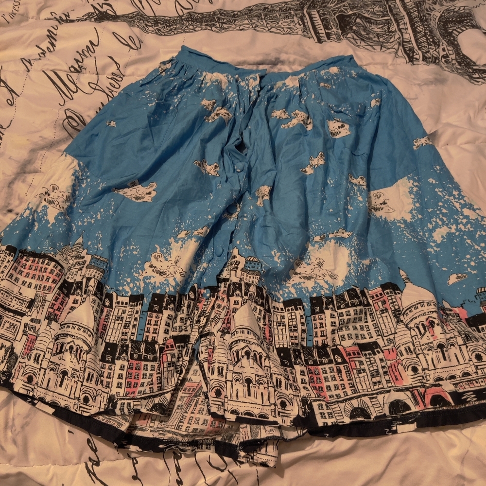 Lindy Bop Paris Button Up Skirt with Pockets